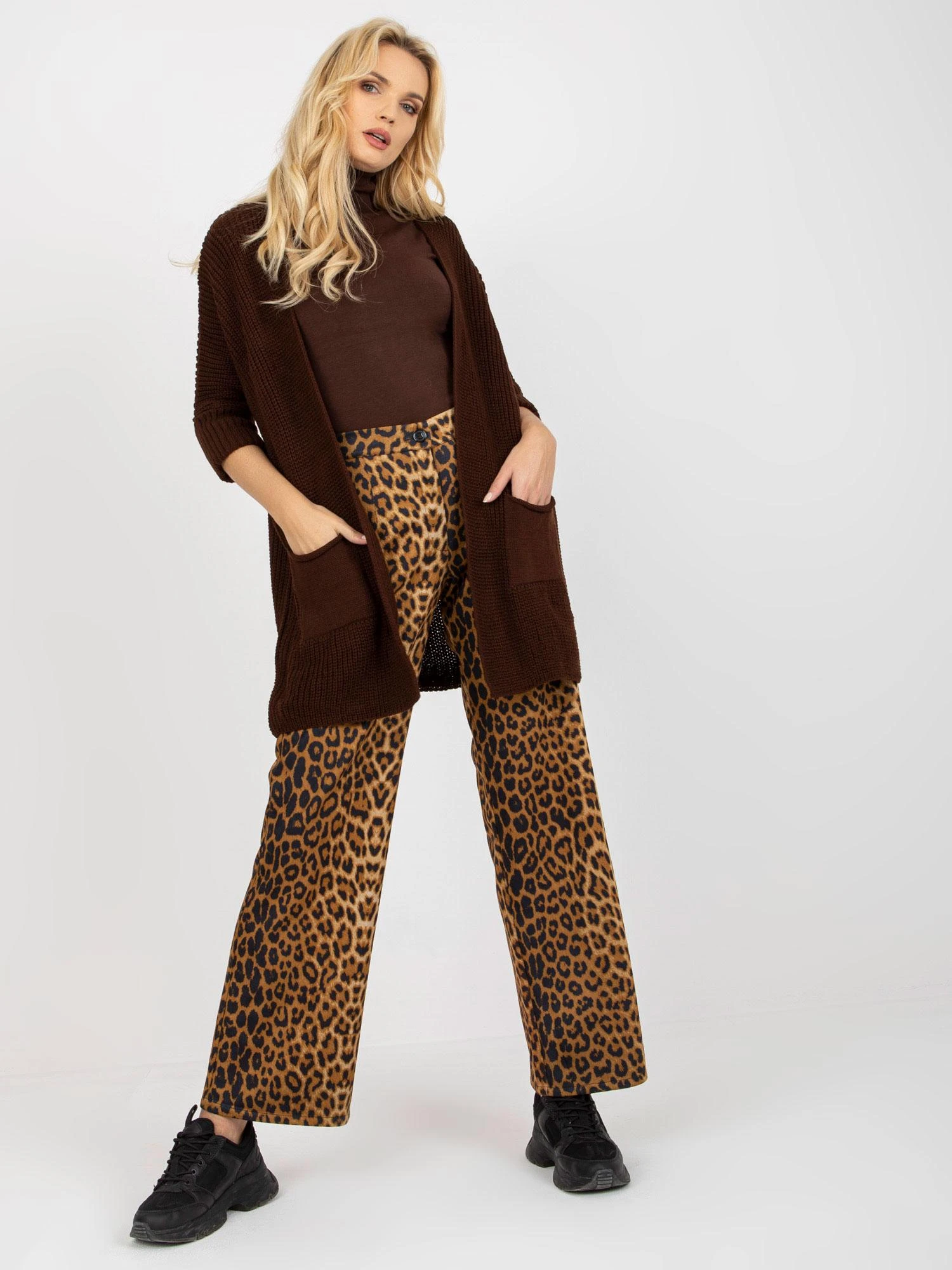 Rue Paris Kardiganas-LO-SW-LK-3002.98P-tamsiai ruda