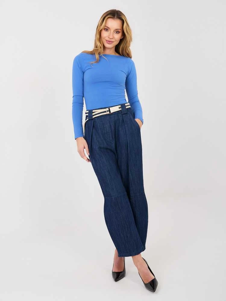 Rue Paris Kelnės jeans-IT-SP-FL9929.17P-tamsiai mėlyna