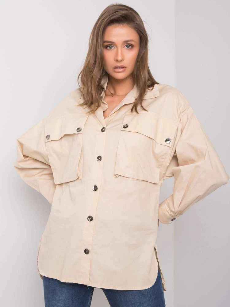 Rue Paris Marškiniai-346-KS-027.47-smėlio spalvos