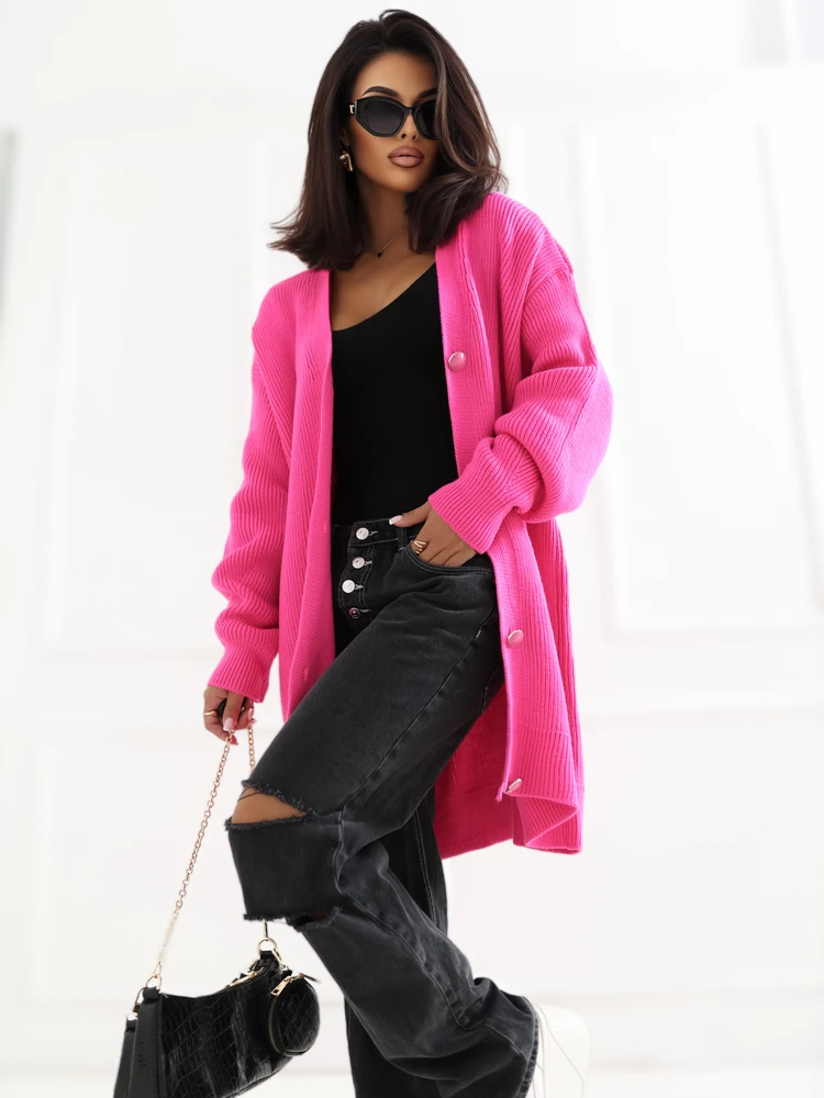 Rue Paris Megztinis-LC-SW-0267.06X-fluo rožinis