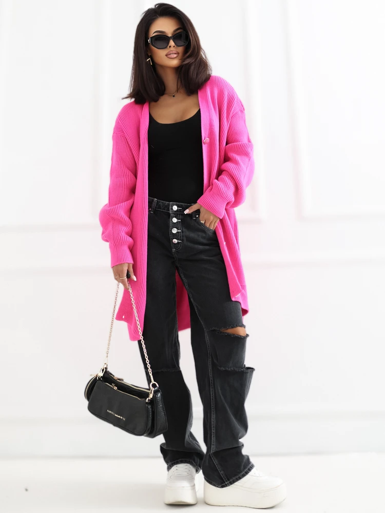 Rue Paris Megztinis-LC-SW-0267.06X-fluo rožinis