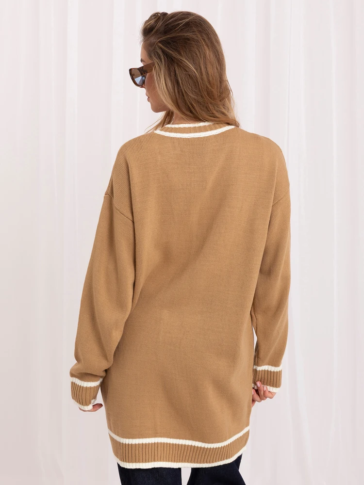 Rue Paris Megztinis-LC-SW-0333.06X-tamsiai smėlio spalvos