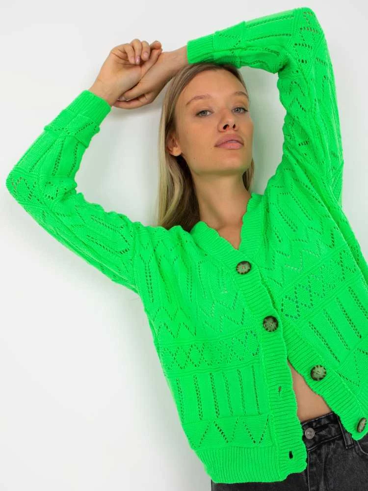 Rue Paris Megztinis-LC-SW-8022.04P-fluo žalias