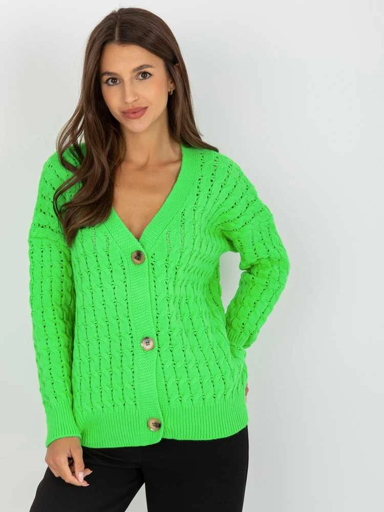 Rue Paris Megztinis-LC-SW-8036.74P-fluo žalias