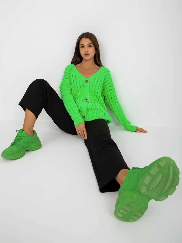 Rue Paris Megztinis-LC-SW-8036.74P-fluo žalias