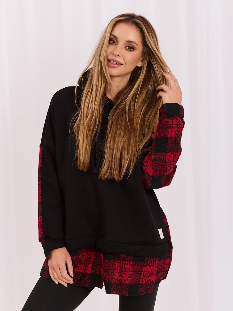 Rue Paris Megztinis-RV-BL-7312.14-juoda-raudona