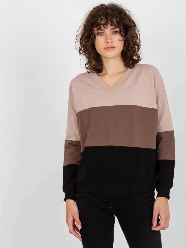 Rue Paris Megztinis-RV-BL-8328.34X-juodas-smėlio spalvos