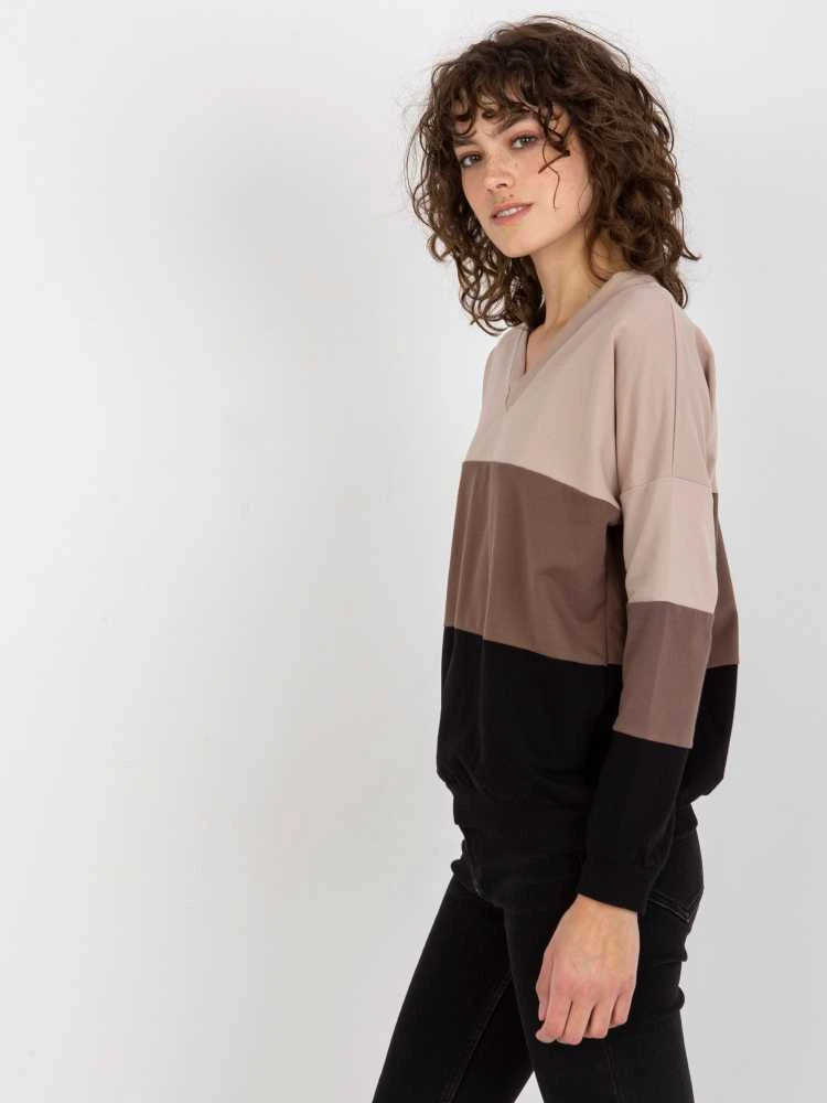 Rue Paris Megztinis-RV-BL-8328.34X-juodas-smėlio spalvos