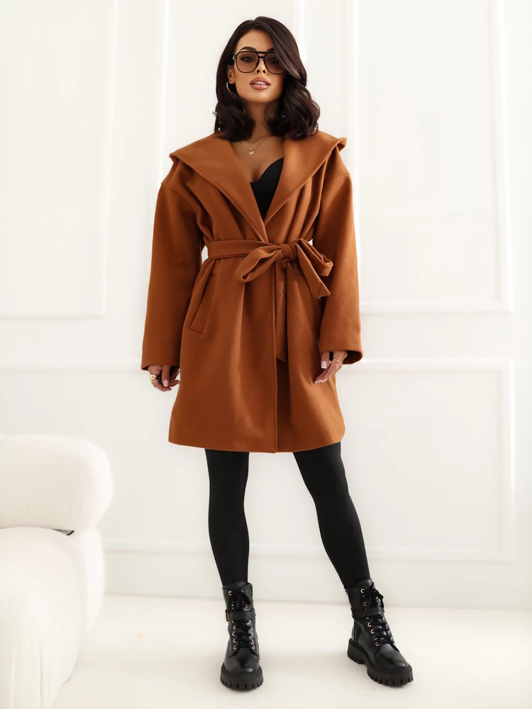 Rue Paris Paltas moterims IT-PL-A9587.00 šviesiai rudos spalvos