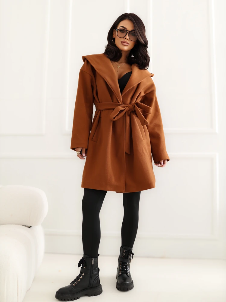 Rue Paris Paltas moterims IT-PL-A9587.00 šviesiai rudos spalvos