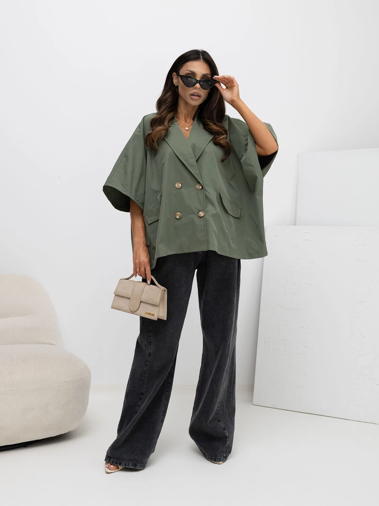Rue Paris Płaszcz-IT-KR-FL10153KSM.91-khaki
