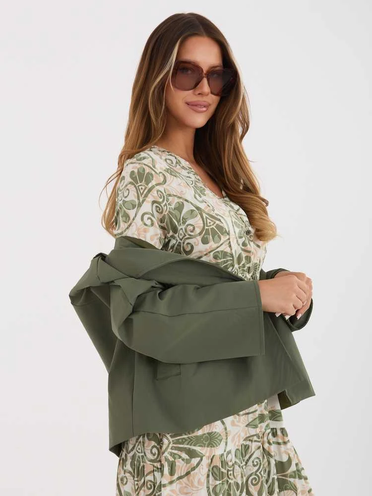 Rue Paris Płaszcz-IT-KR-FL8897KSM.00-khaki