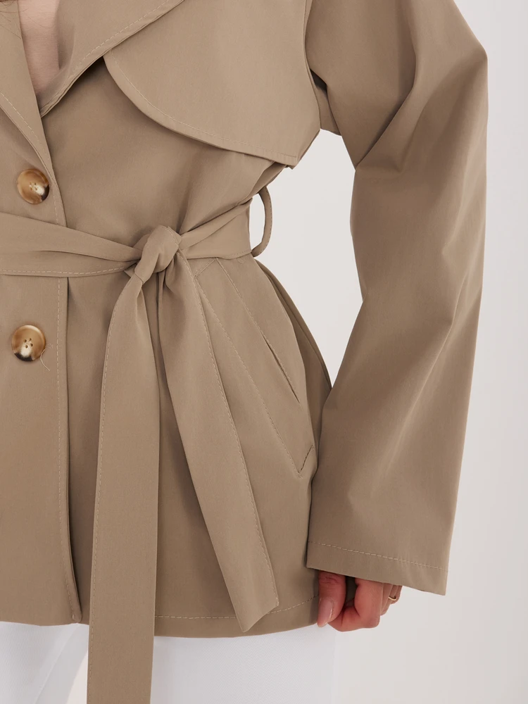 Rue Paris Płaszcz-IT-PL-FL10069.85-ciemny bezowy