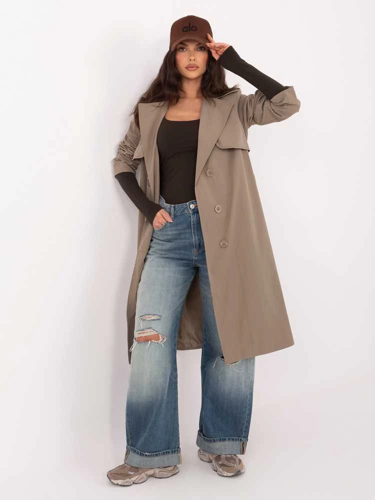 Rue Paris Płaszcz-IT-PL-FL8808.32-ciemny khaki