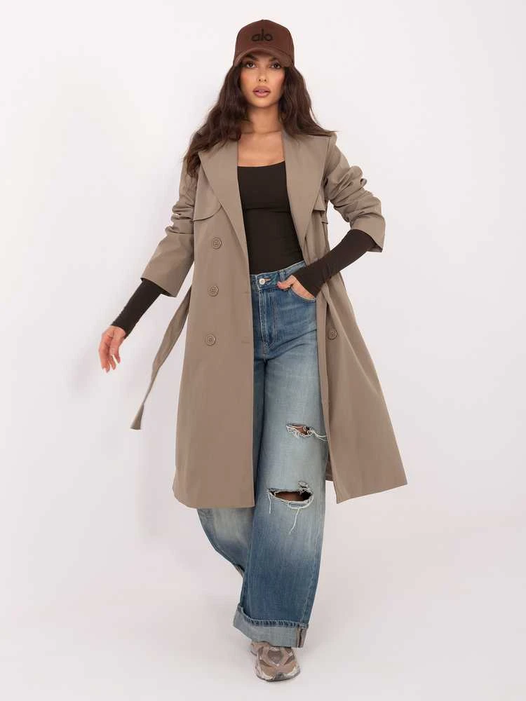 Rue Paris Płaszcz-IT-PL-FL8808.32-ciemny khaki
