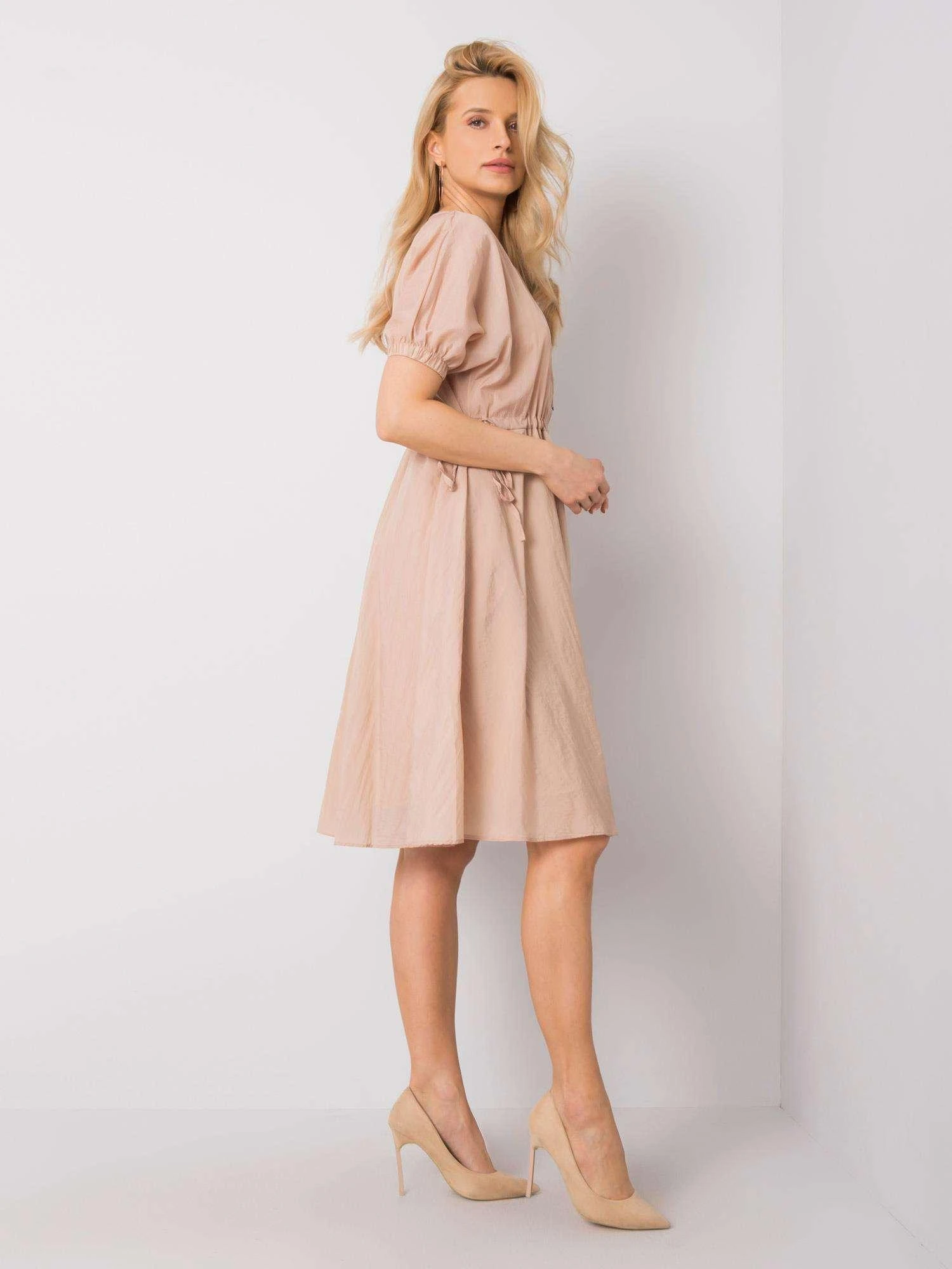 Rue Paris Suknelė-217-SK-25663.02-smėlio spalvos