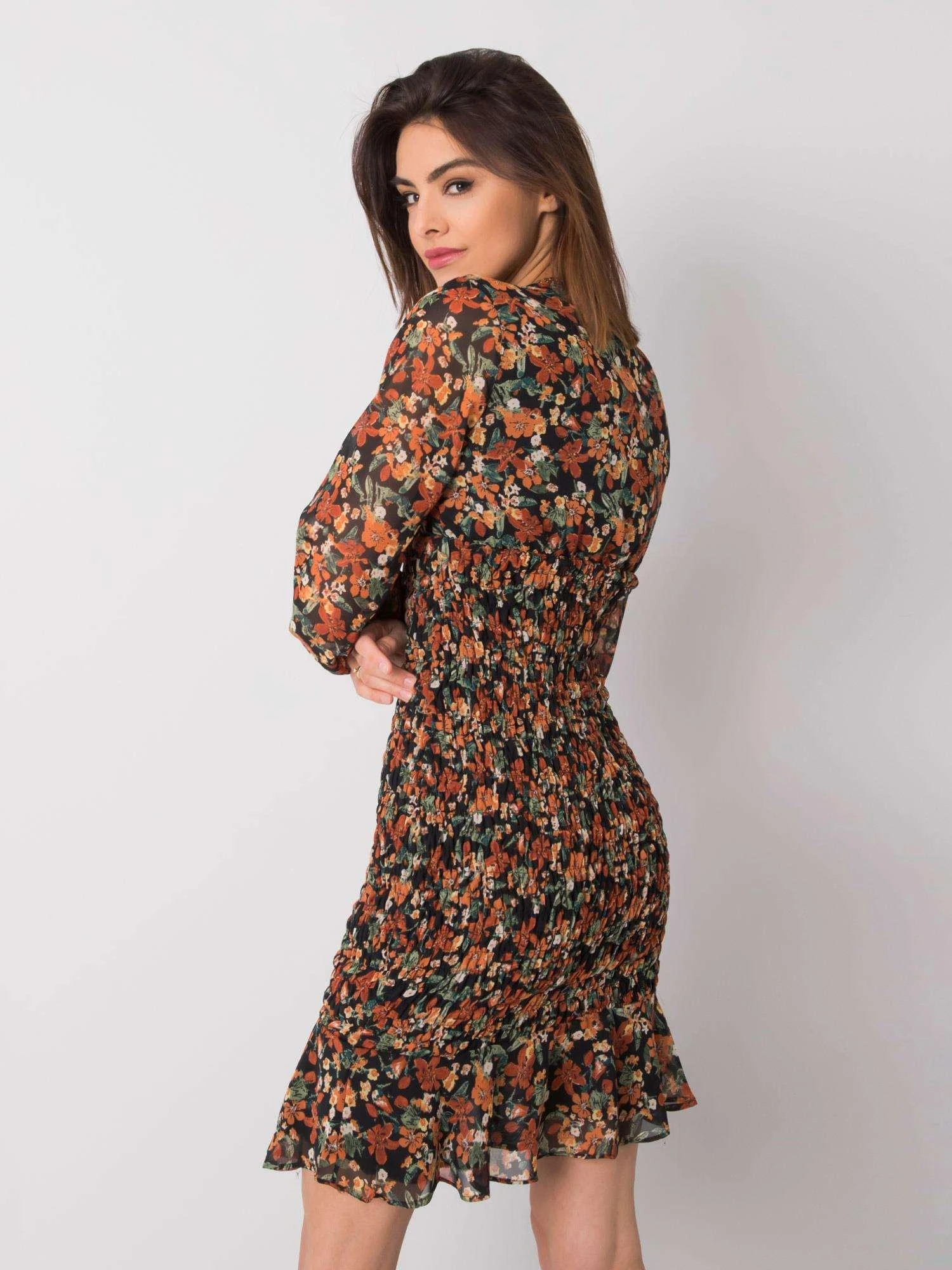 Rue Paris Suknelė-328-SK-50024.52-juoda-smėlio spalvos