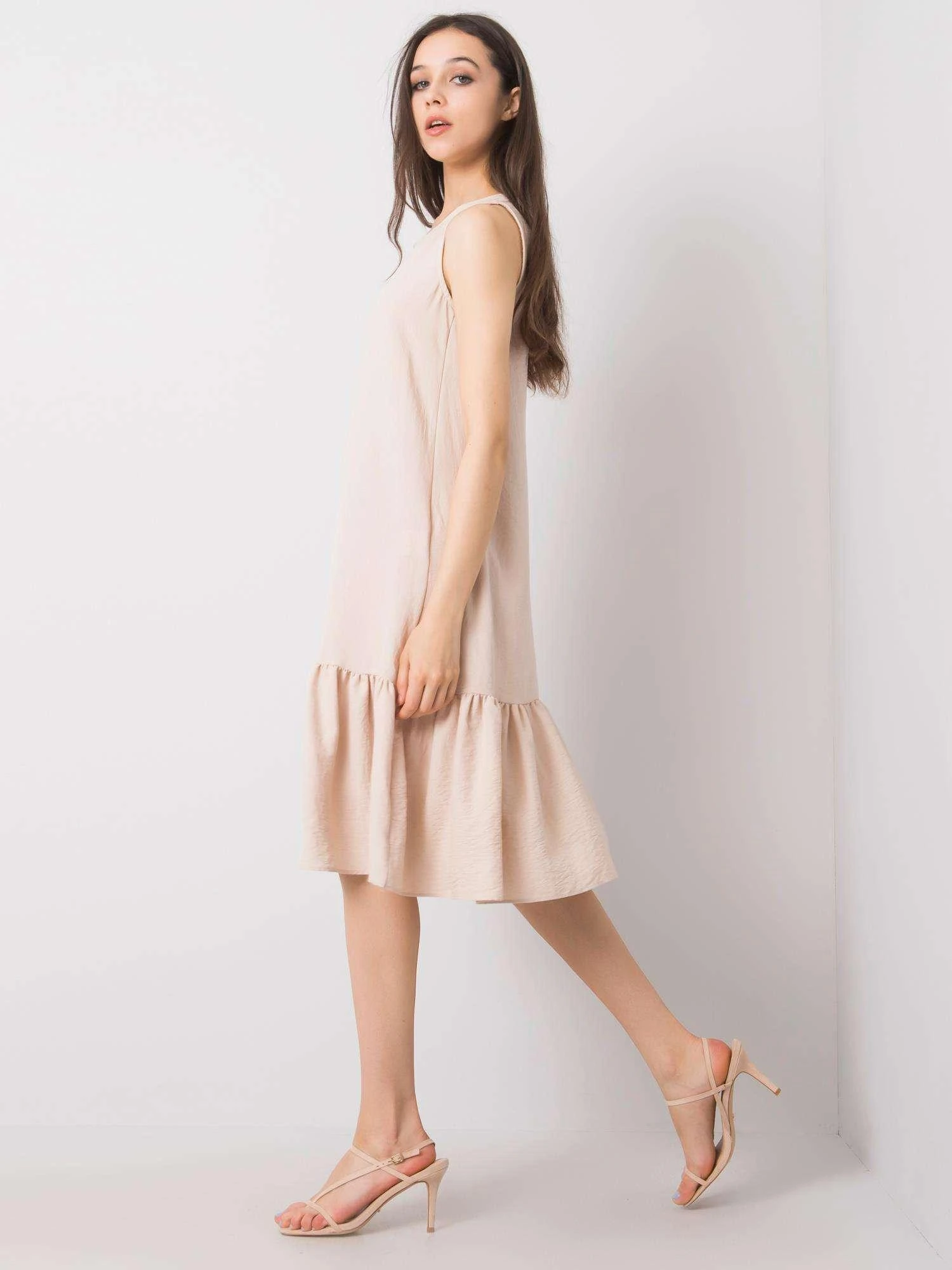 Rue Paris Suknelė-328-SK-5074.74-smėlio spalvos