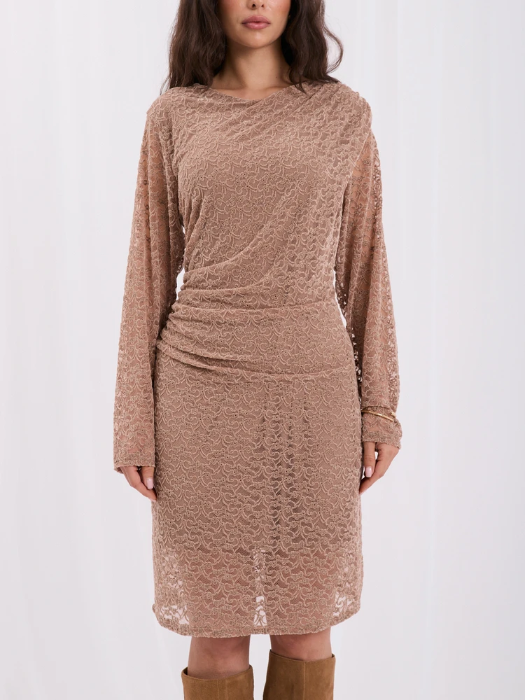 Rue Paris Sukienka-IT-SK-21615.66-ciemny bezowy