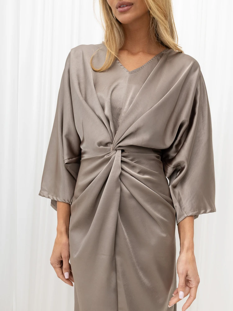 Rue Paris Sukienka-IT-SK-23363.46-ciemny bezowy