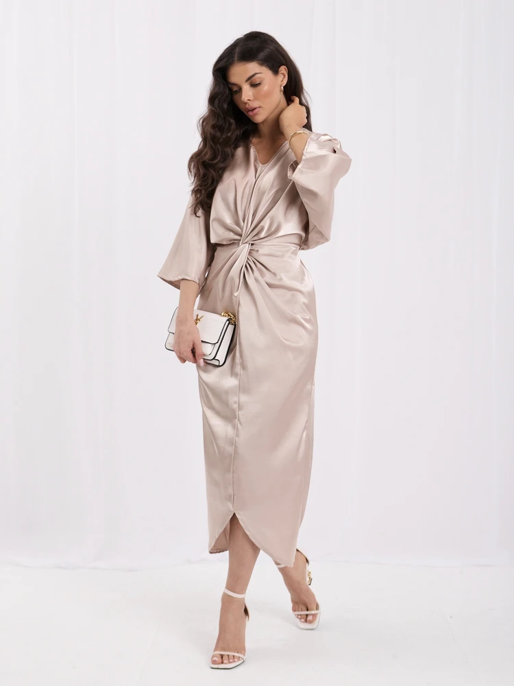Rue Paris Sukienka-IT-SK-23363.46-smėlio spalva