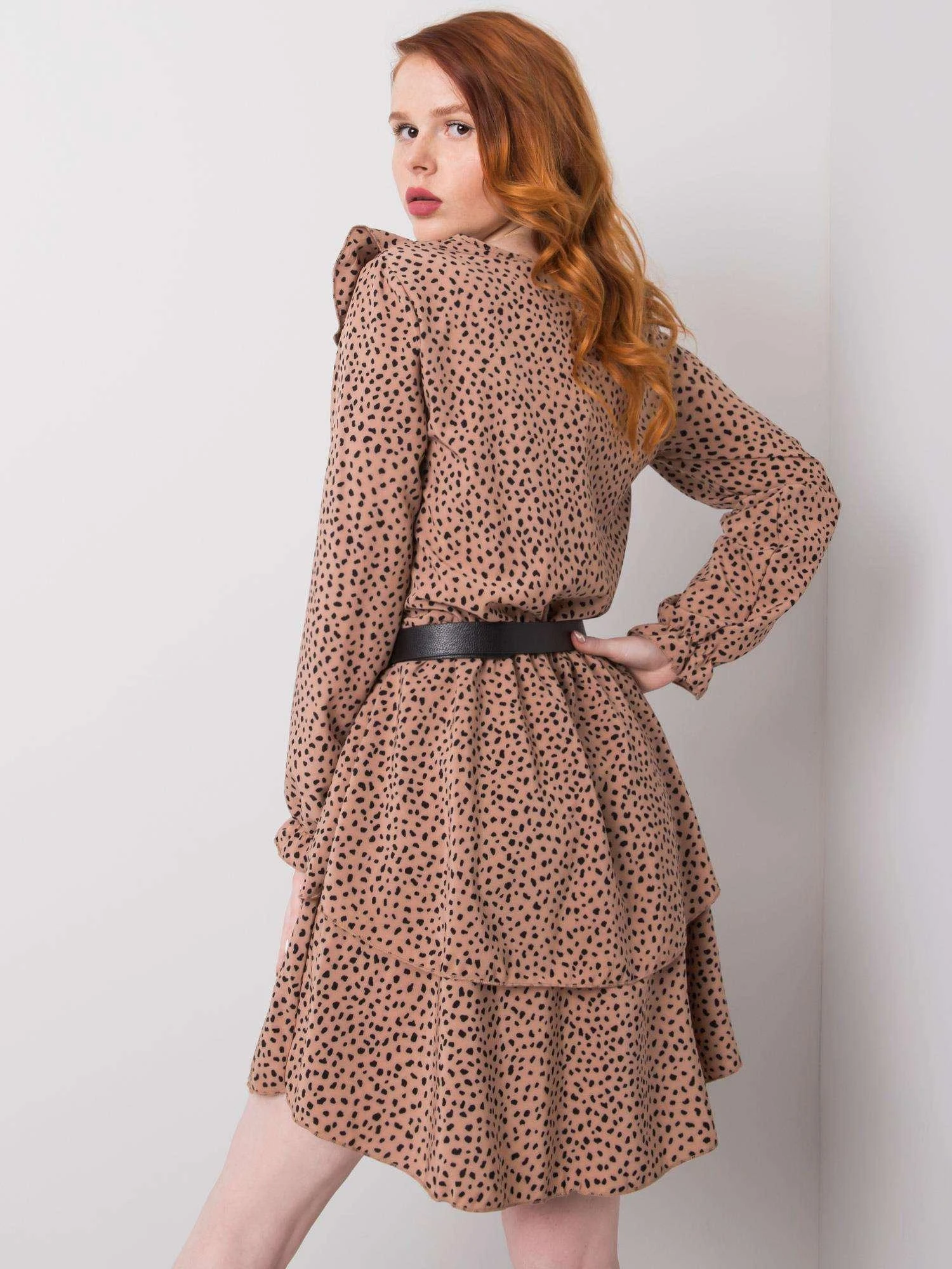 Rue Paris Suknelė-WN-SK-R824.68-tamsiai smėlio spalvos