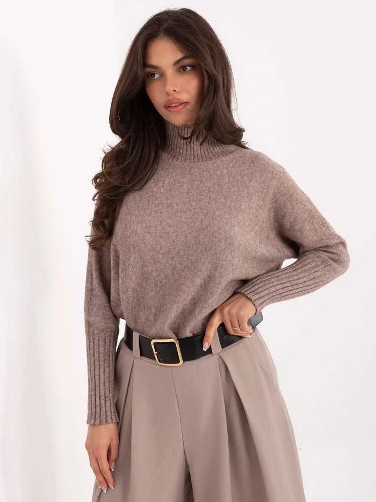 Rue Paris Sweter-IT-SW-8003.18P-ciemny bezowy