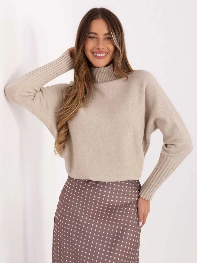 Rue Paris Sweter-IT-SW-8003.18P-jasny smėlio spalva