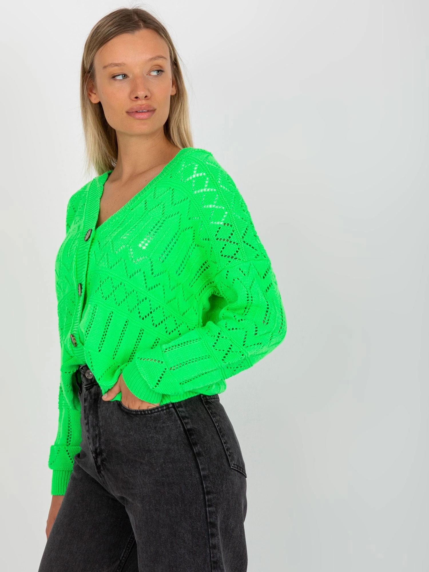 Rue Paris Megztinis-LC-SW-8022.04P-fluo žalias
