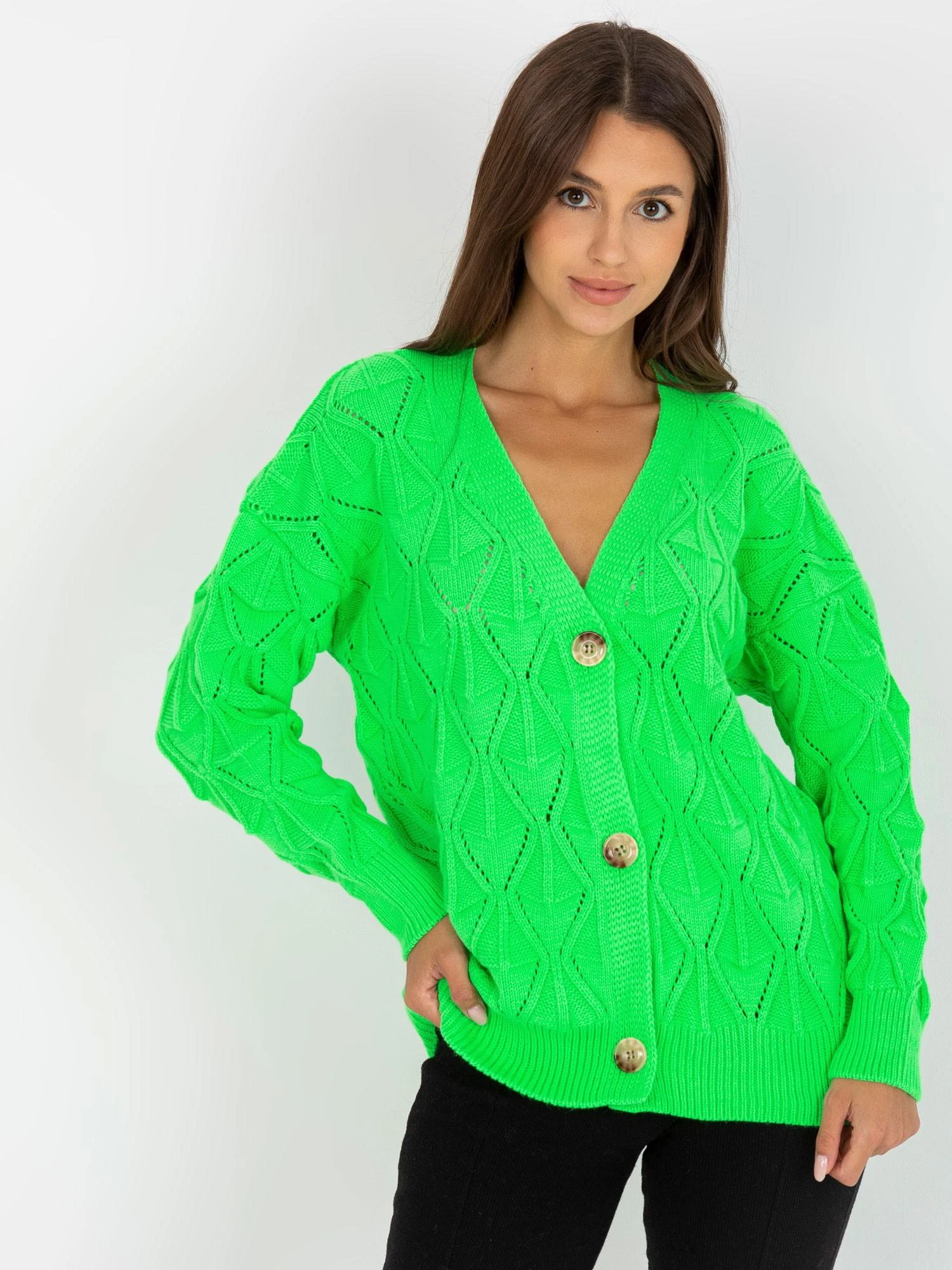 Rue Paris Megztinis-LC-SW-8035.06X-fluo žalias