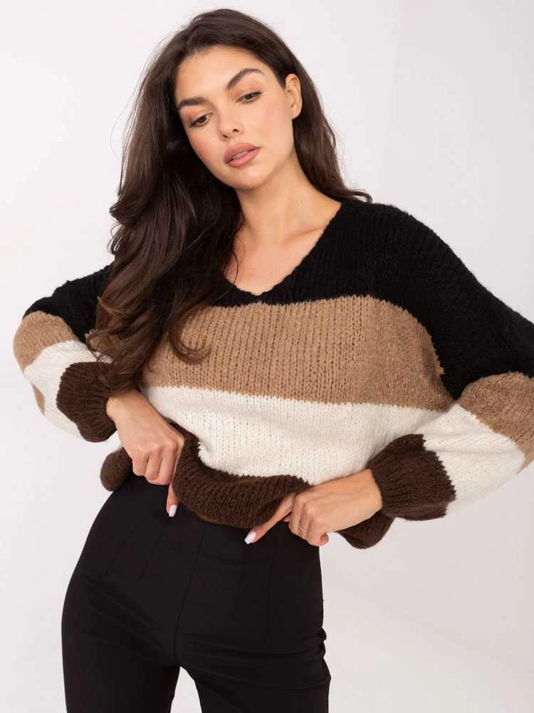 Rue Paris Sweter-MI-SW-0409.85-juoda-ruda