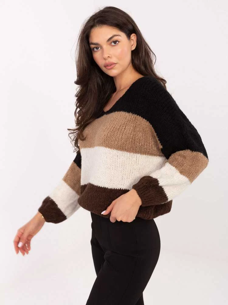 Rue Paris Sweter-MI-SW-0409.85-juoda-ruda