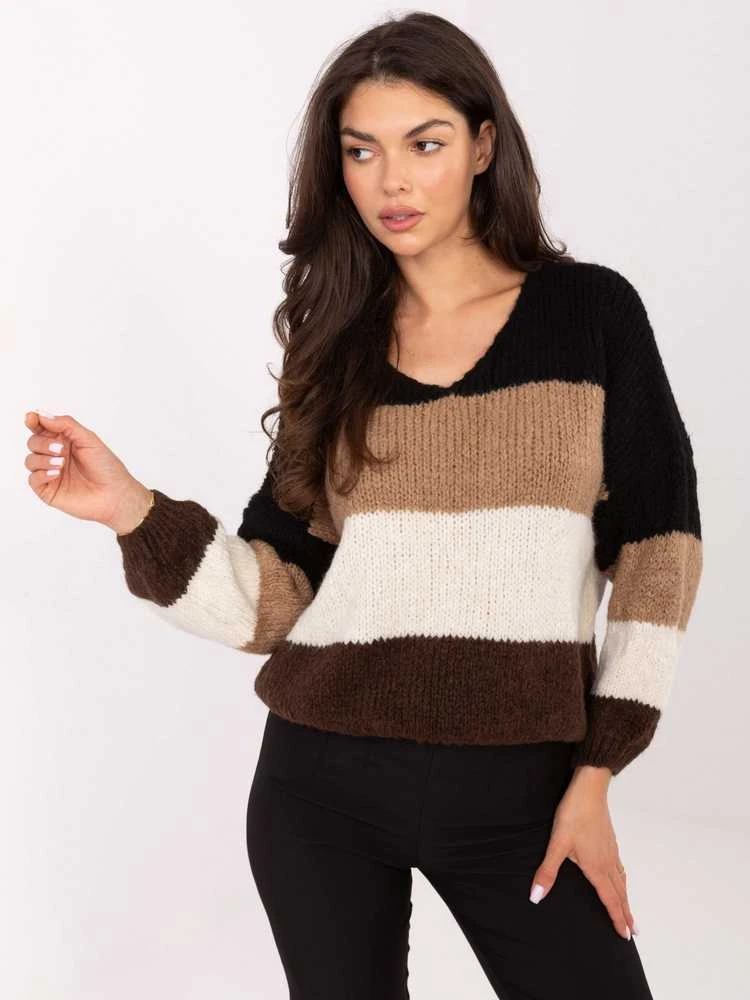 Rue Paris Sweter-MI-SW-0409.85-juoda-ruda