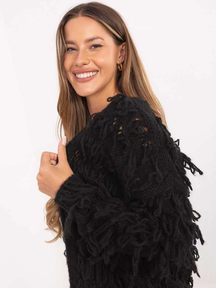 Rue Paris Sweter-MI-SW-1308.21-juoda