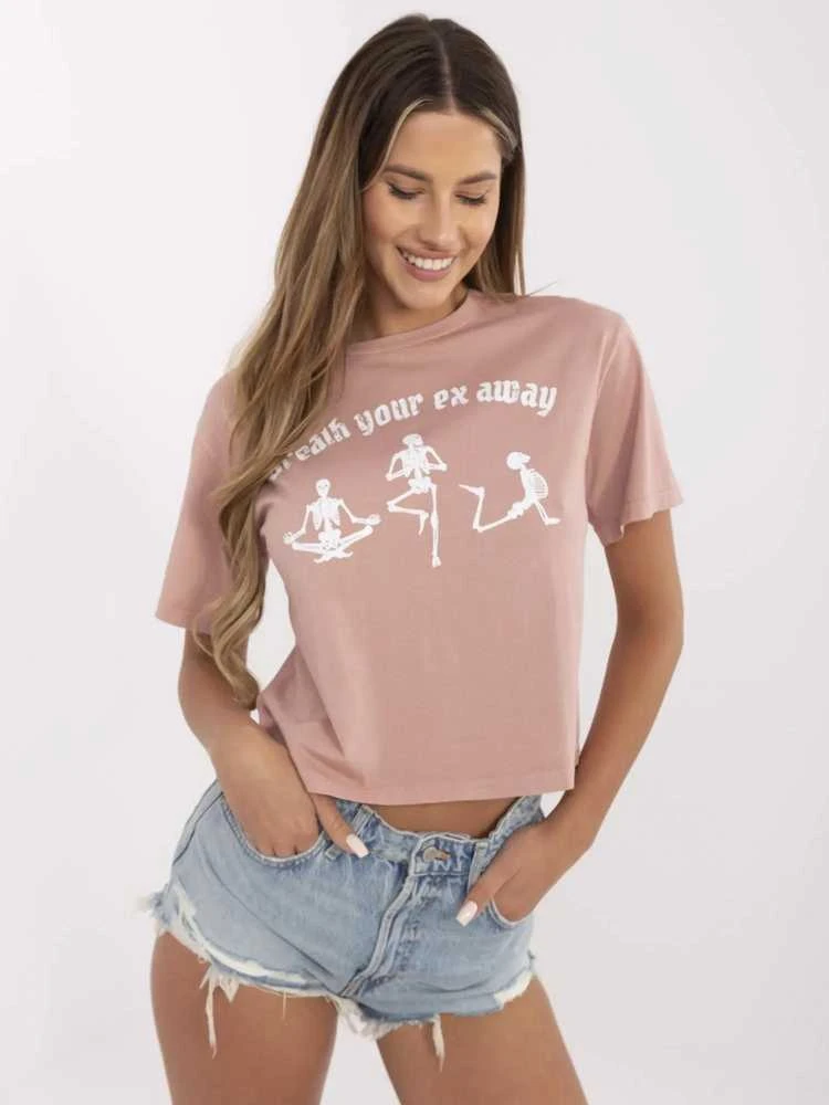 Rue Paris T-shirt-157-TS-0086.60P-ciemny rožinė