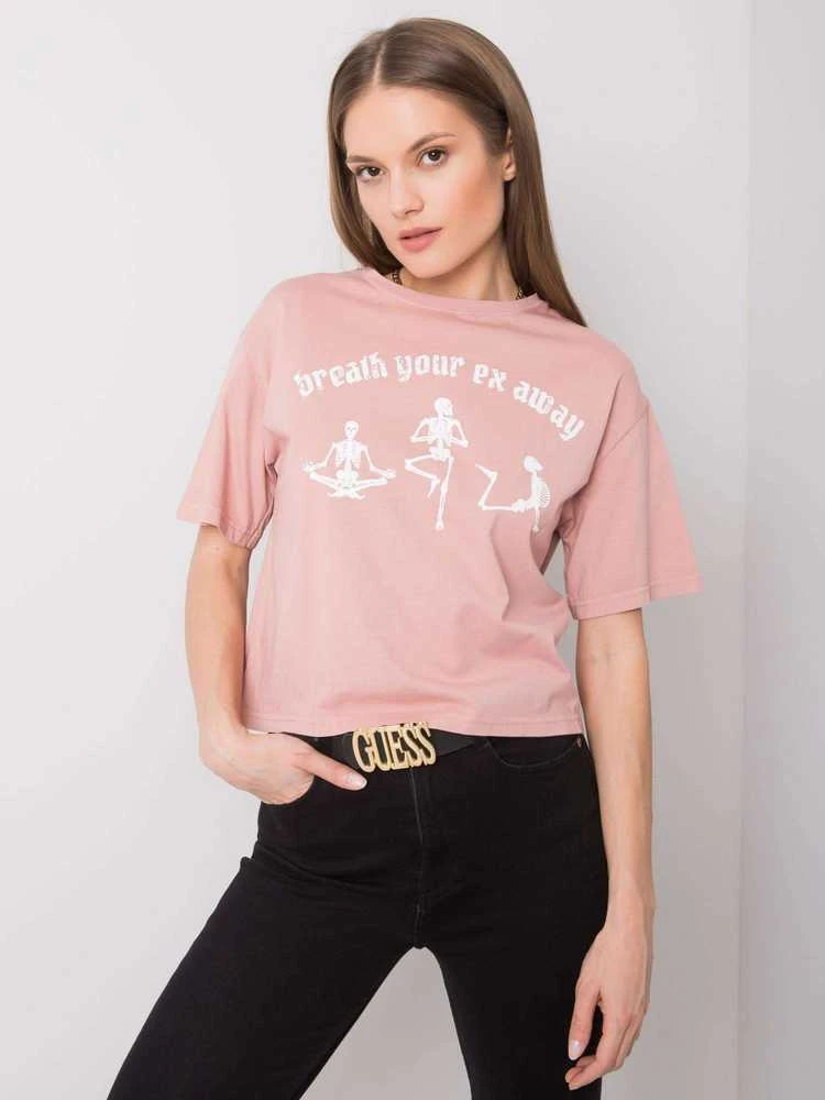 Rue Paris T-shirt-157-TS-0086.60P-ciemny rožinė