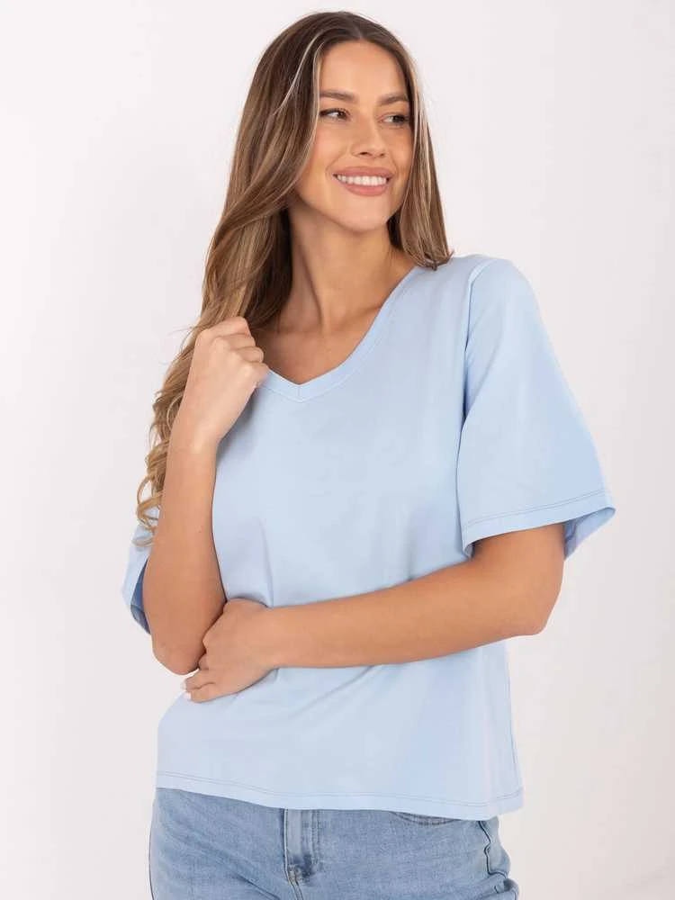 Rue Paris T-shirt-RV-BZ-A1268.18-šviesiai mėlyna