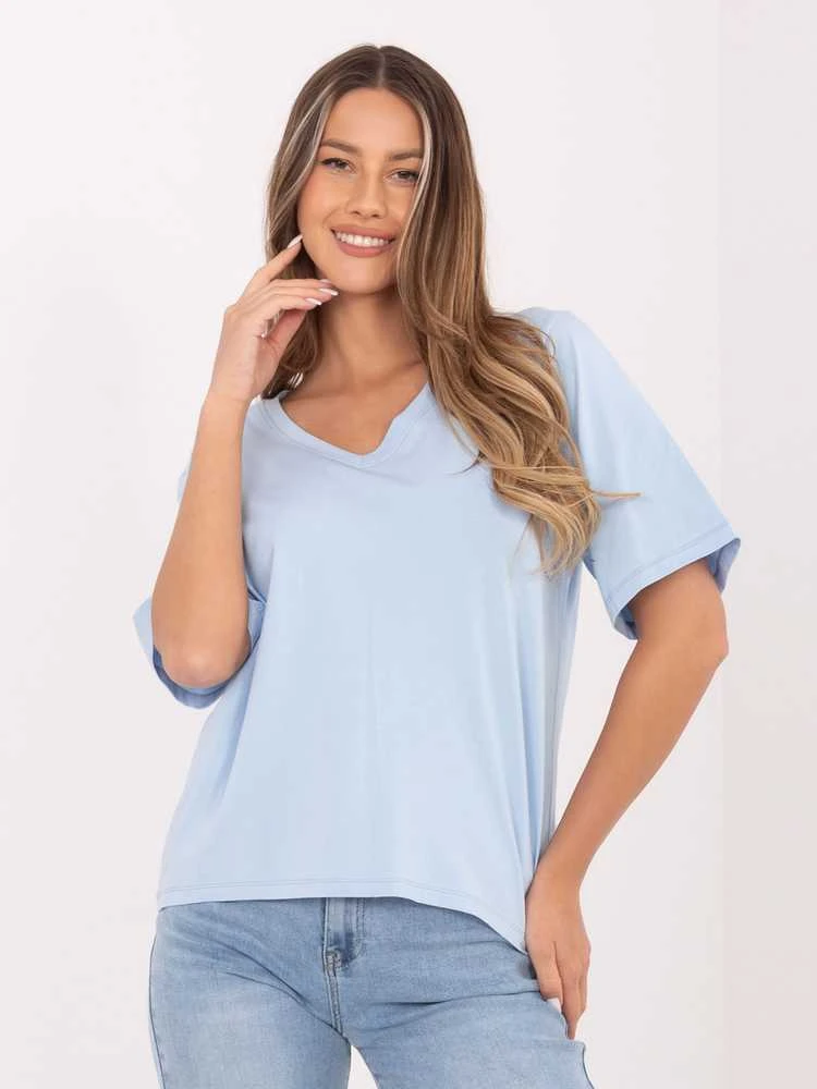 Rue Paris T-shirt-RV-BZ-A1268.18-šviesiai mėlyna