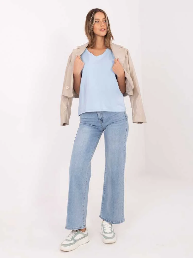 Rue Paris T-shirt-RV-BZ-A1268.18-šviesiai mėlyna