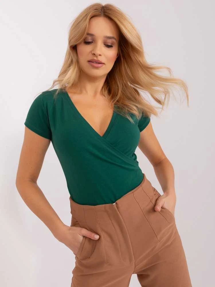 Rue Paris T-shirt-RV-TS-5636.18-ciemny žalia