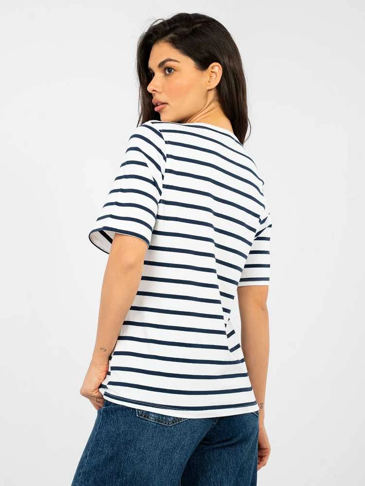 Rue Paris T-shirt-RV-TS-A1087.74-balta ir-tamsiai mėlyna