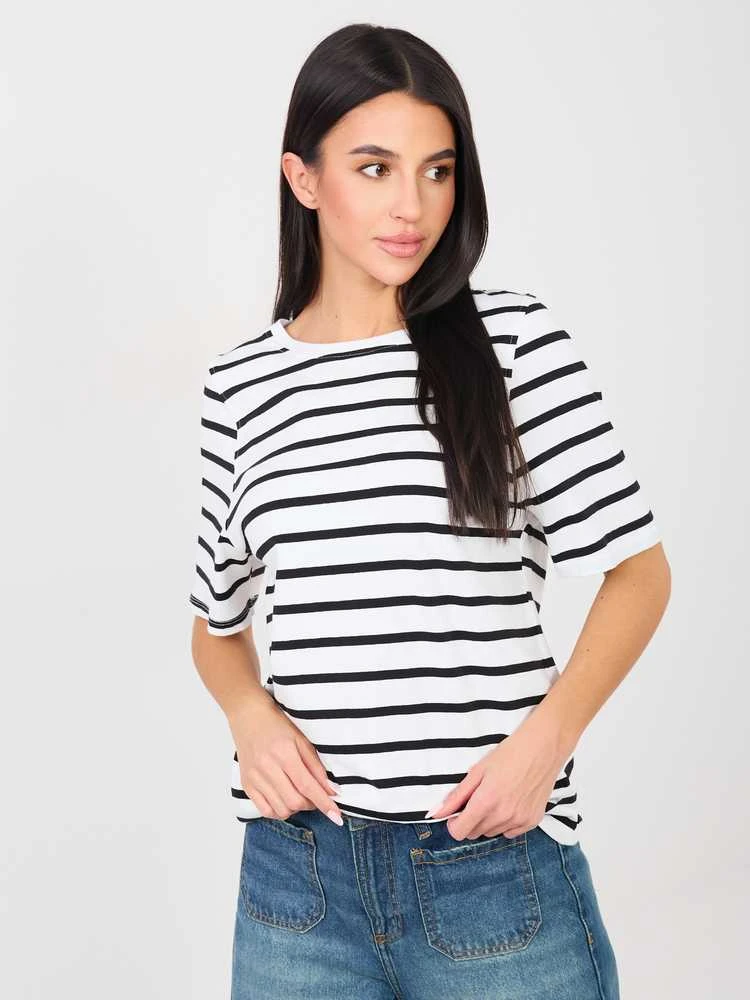 Rue Paris T-shirt-RV-TS-A1087.74-baltai-juodas