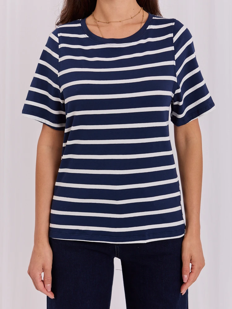 Rue Paris T-shirt-RV-TS-A1087.74-tamsiai mėlyna