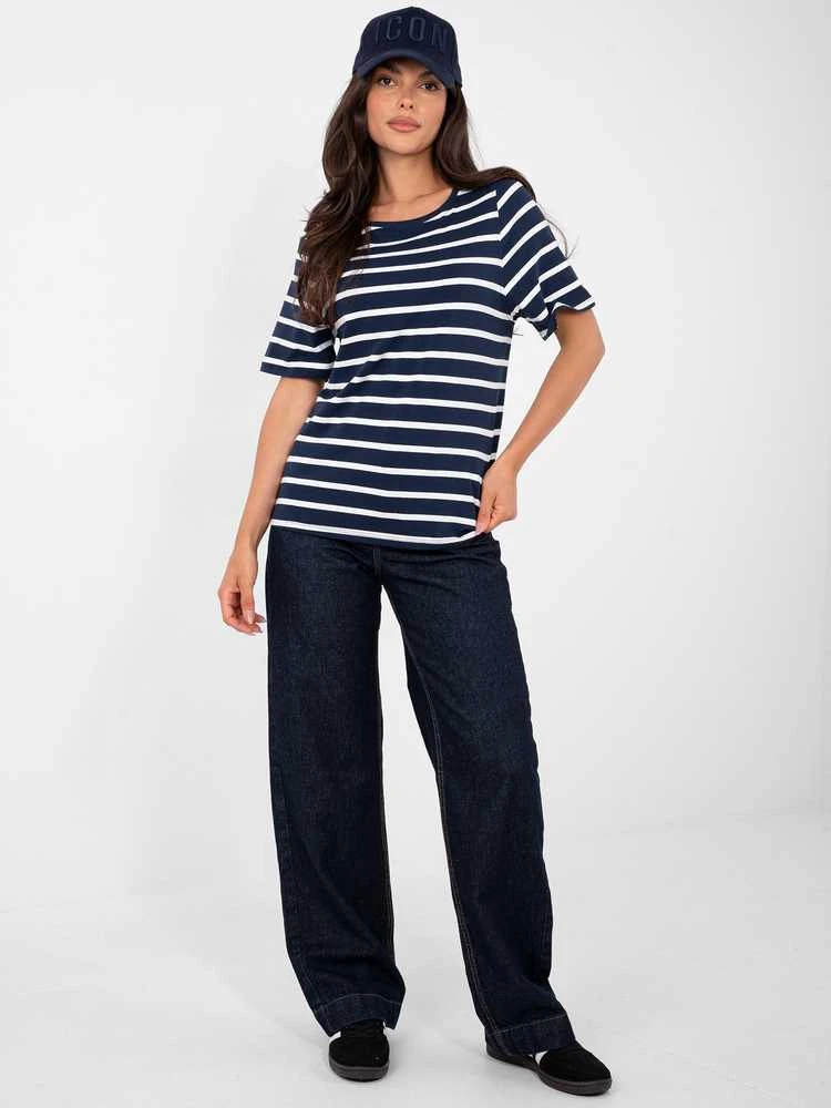 Rue Paris T-shirt-RV-TS-A1087.74-tamsiai mėlyna
