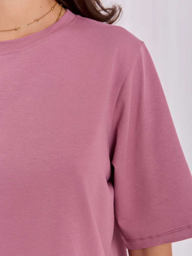 Rue Paris T-shirt-RV-TS-A1089.87-ciemny rožinė