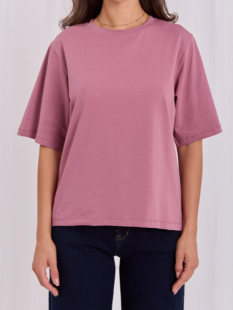 Rue Paris T-shirt-RV-TS-A1089.87-ciemny rožinė