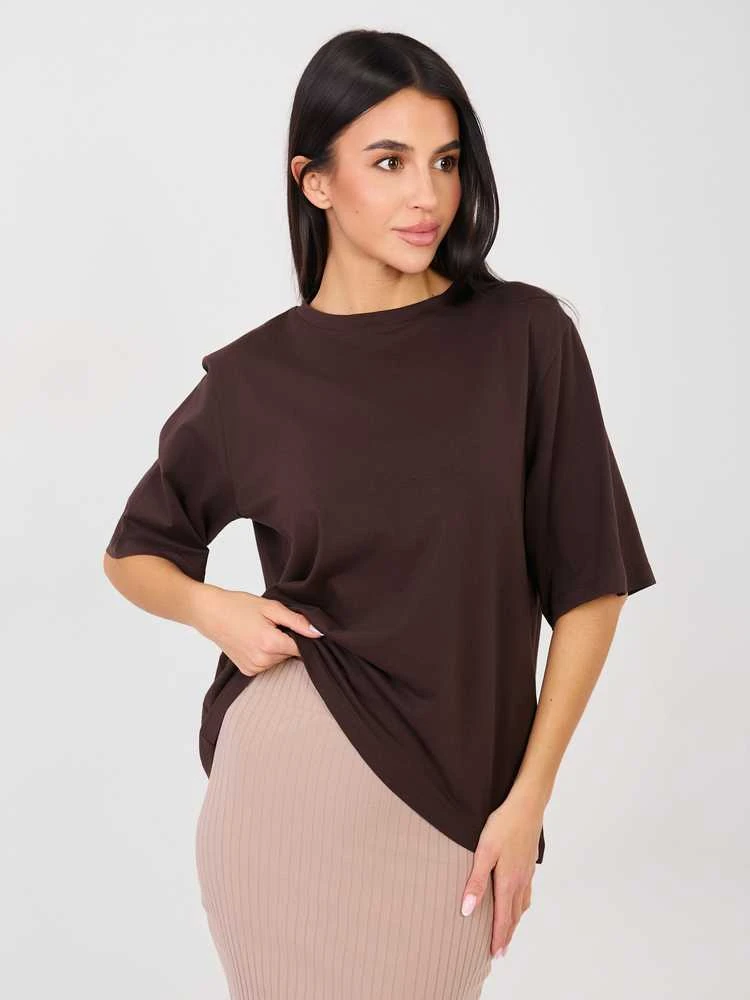 Rue Paris T-shirt-RV-TS-A1089.87-ciemny ruda
