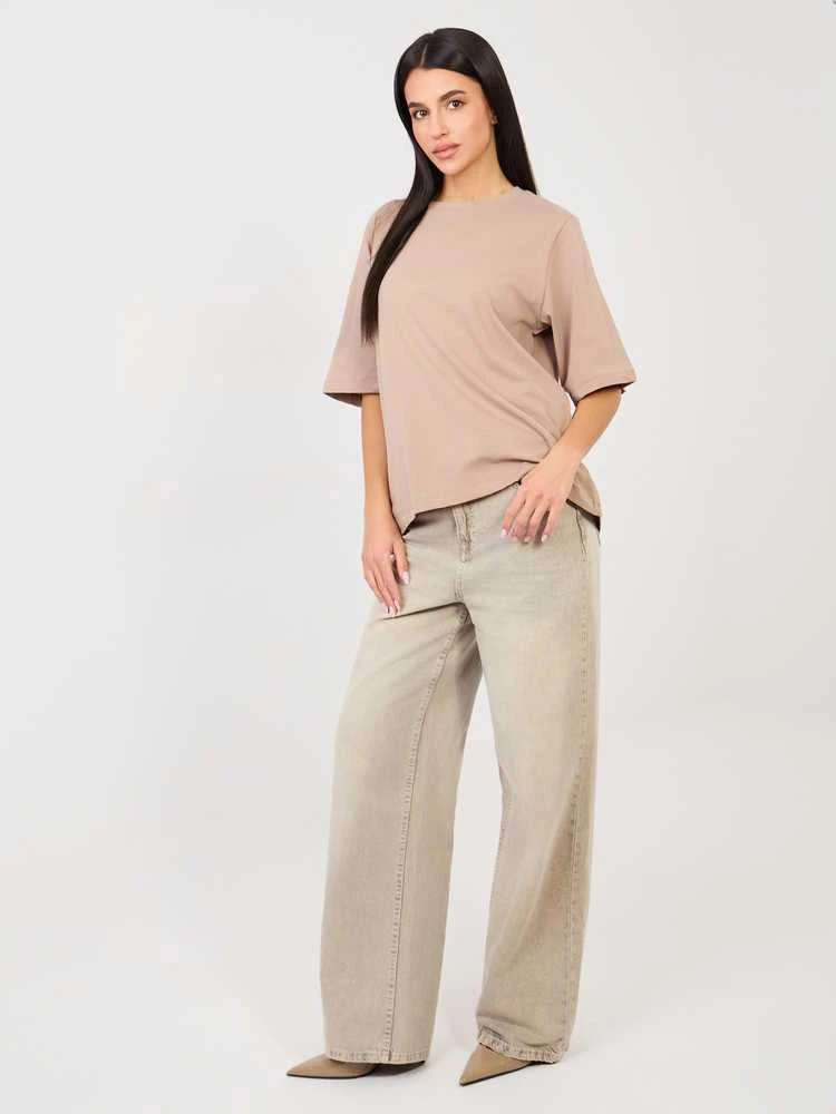 Rue Paris T-shirt-RV-TS-A1089.87-ciemny bezowy