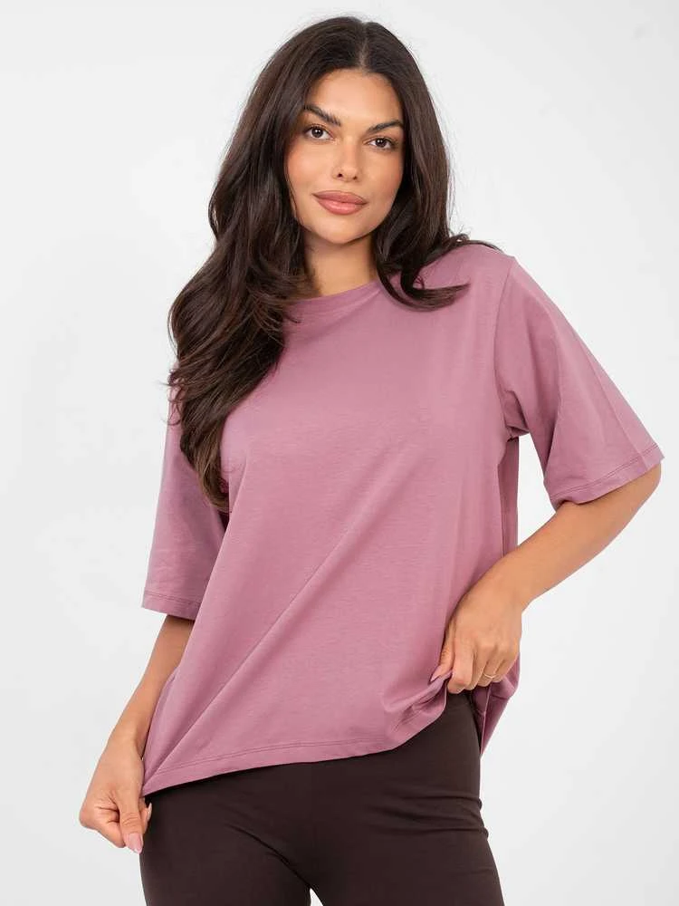 Rue Paris T-shirt-RV-TS-A1089.87-ciemny rožinė