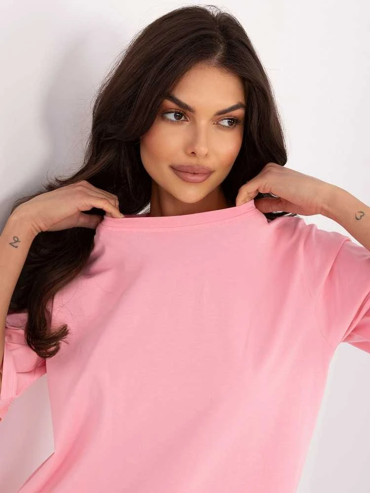Rue Paris T-shirt- RV-TS-A1089.87-jasny rožinė